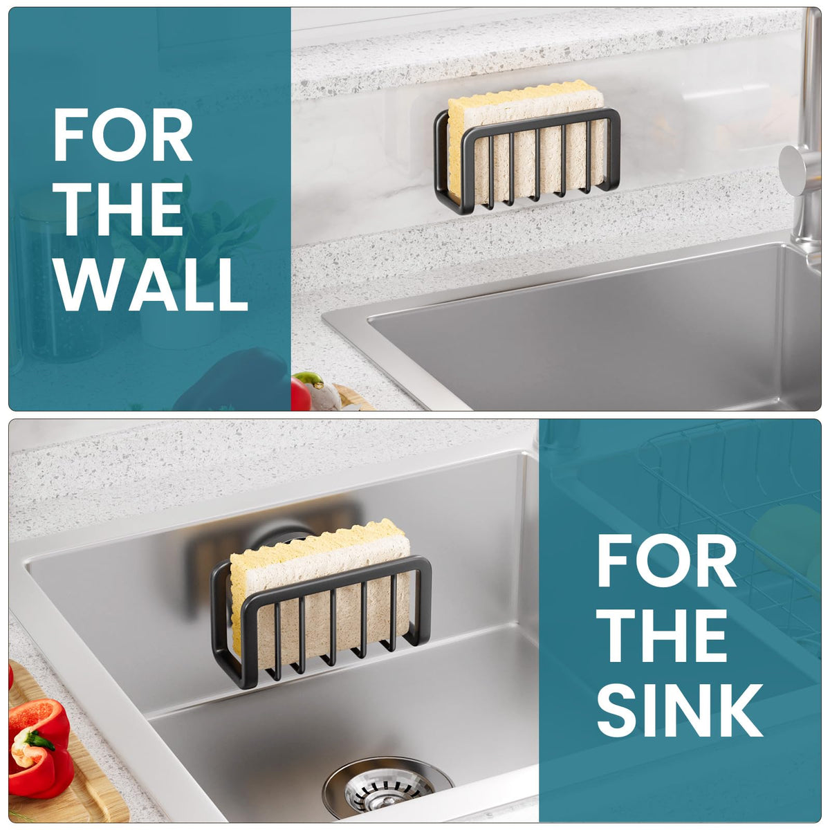 Rustproof Sponge Holder for Kitchen Sink with Suction Cup