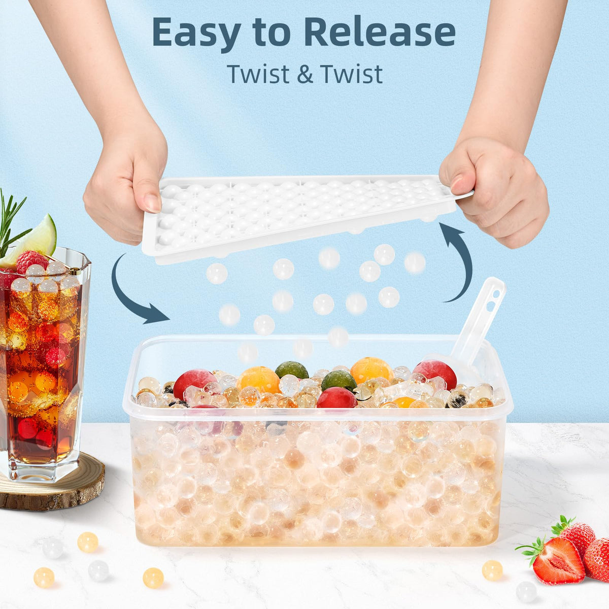 Mini Ice Cube Trays for Freezer with Lid (4 Count)