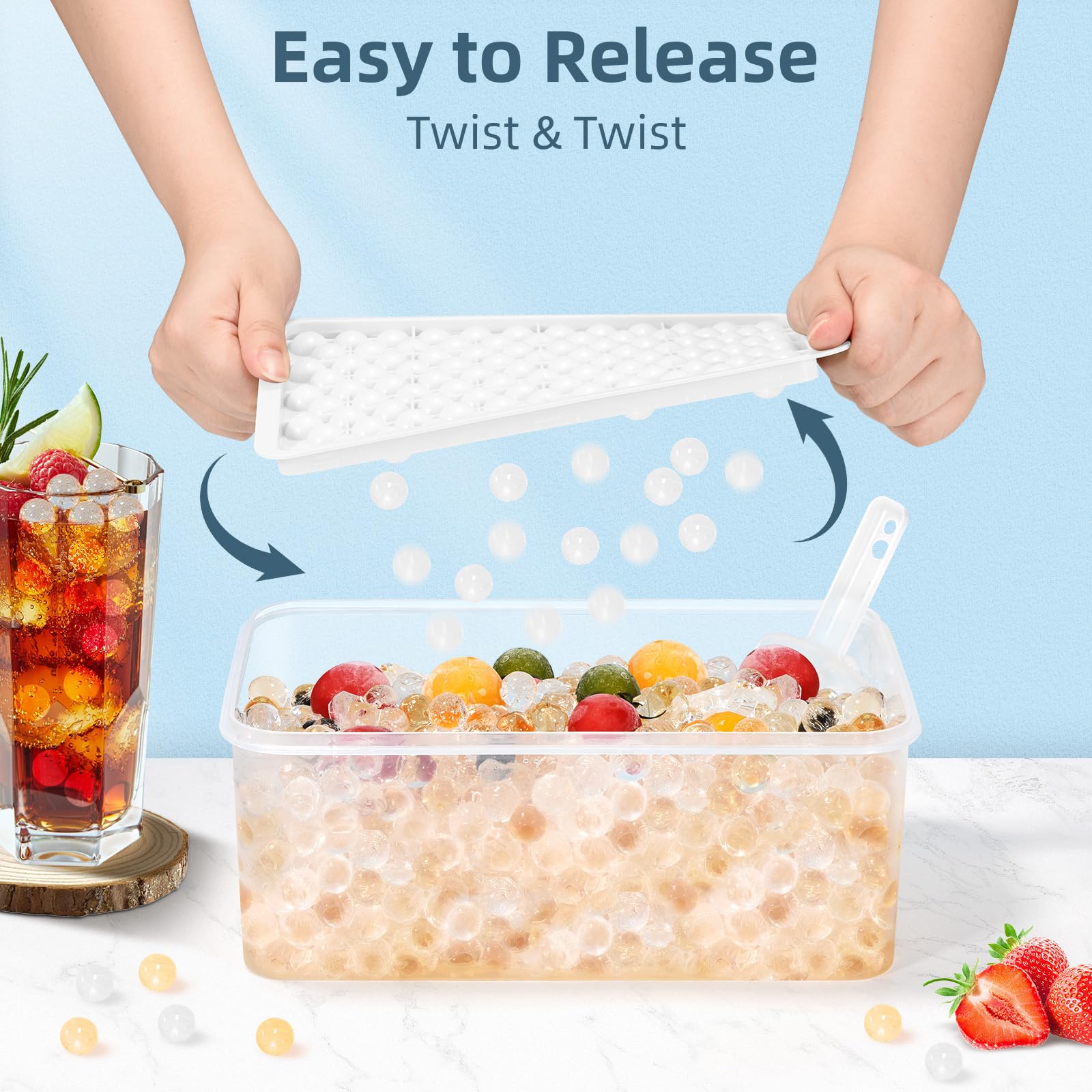 Mini Ice Cube Trays for Freezer with Lid (4 Count)