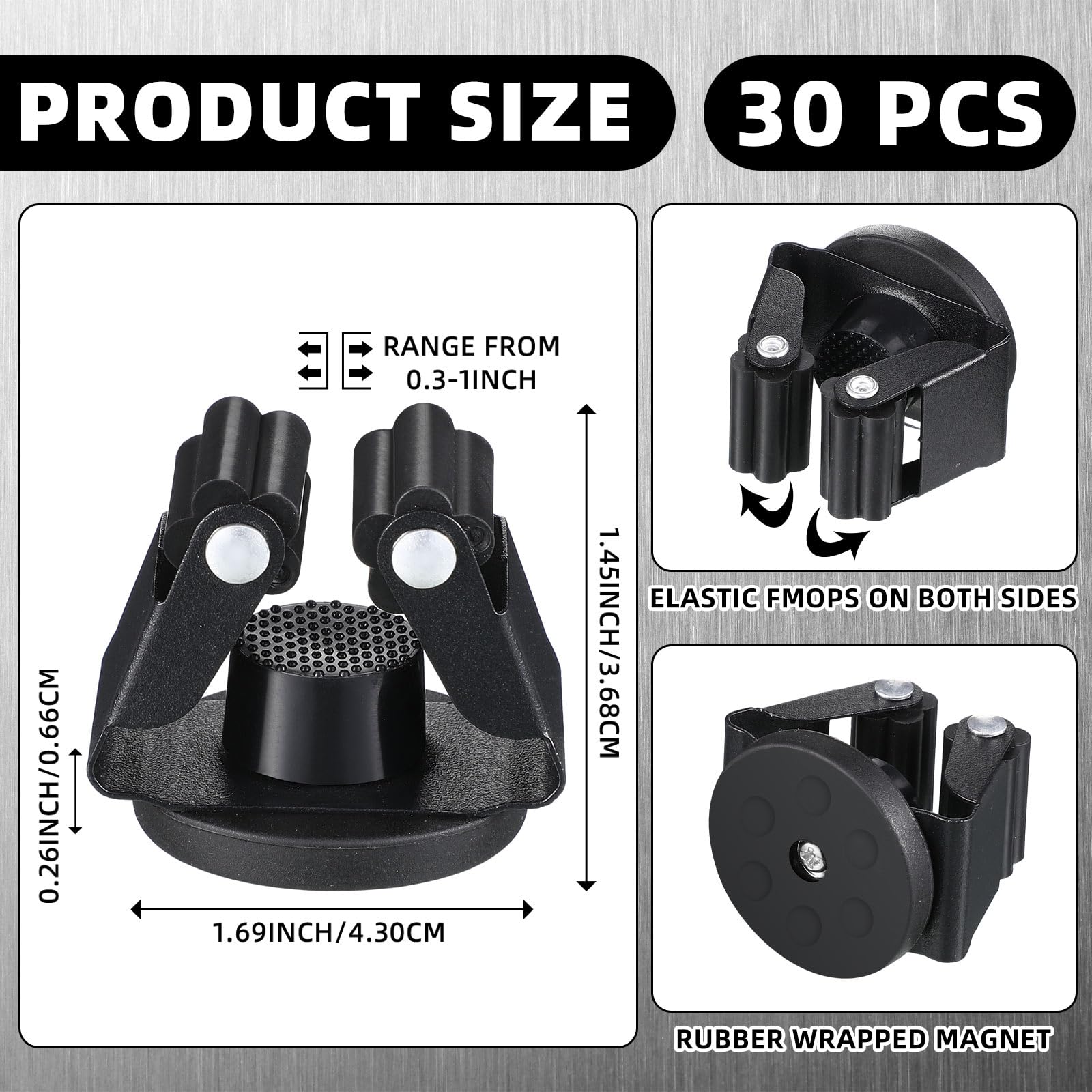 30 Pcs Magnetic Broom Holder Wall Mounted Anti Slip Rack (30 Count)