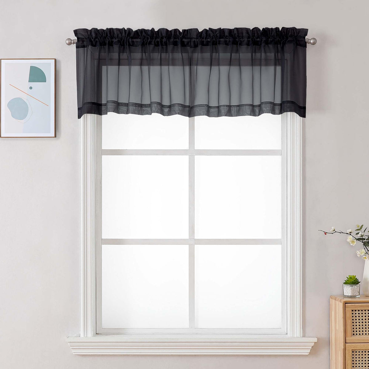Black Sheer Valances for Windows (2 Count)