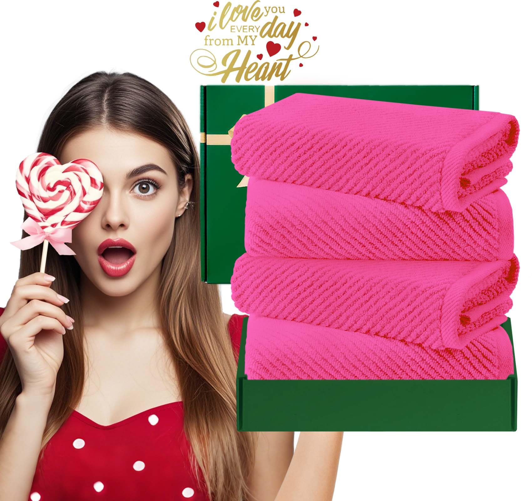 Hot PinkHand Towels 4PC