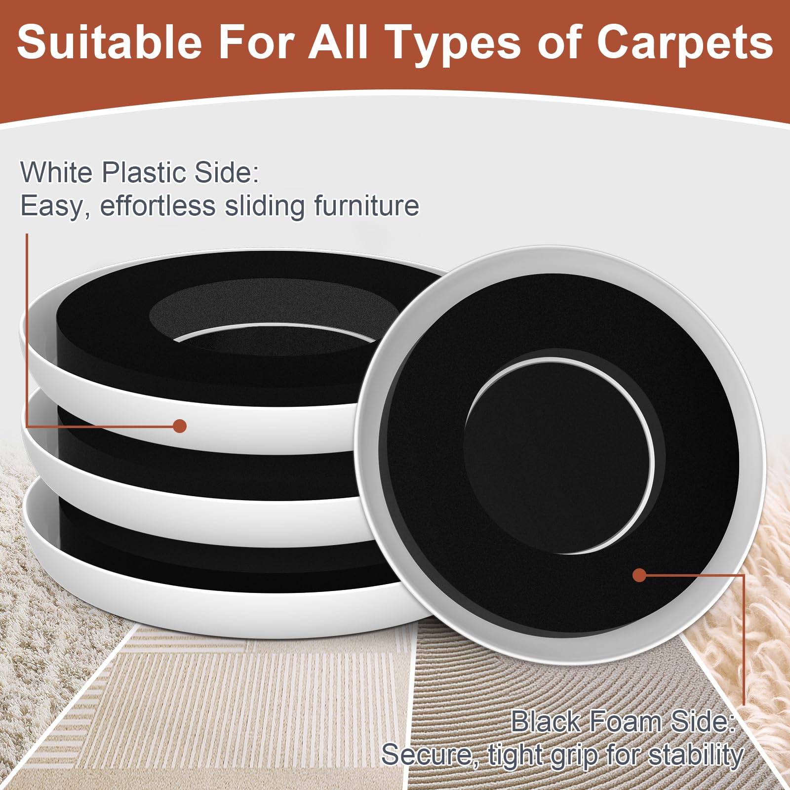Furniture Sliders for Carpets (4 Count)