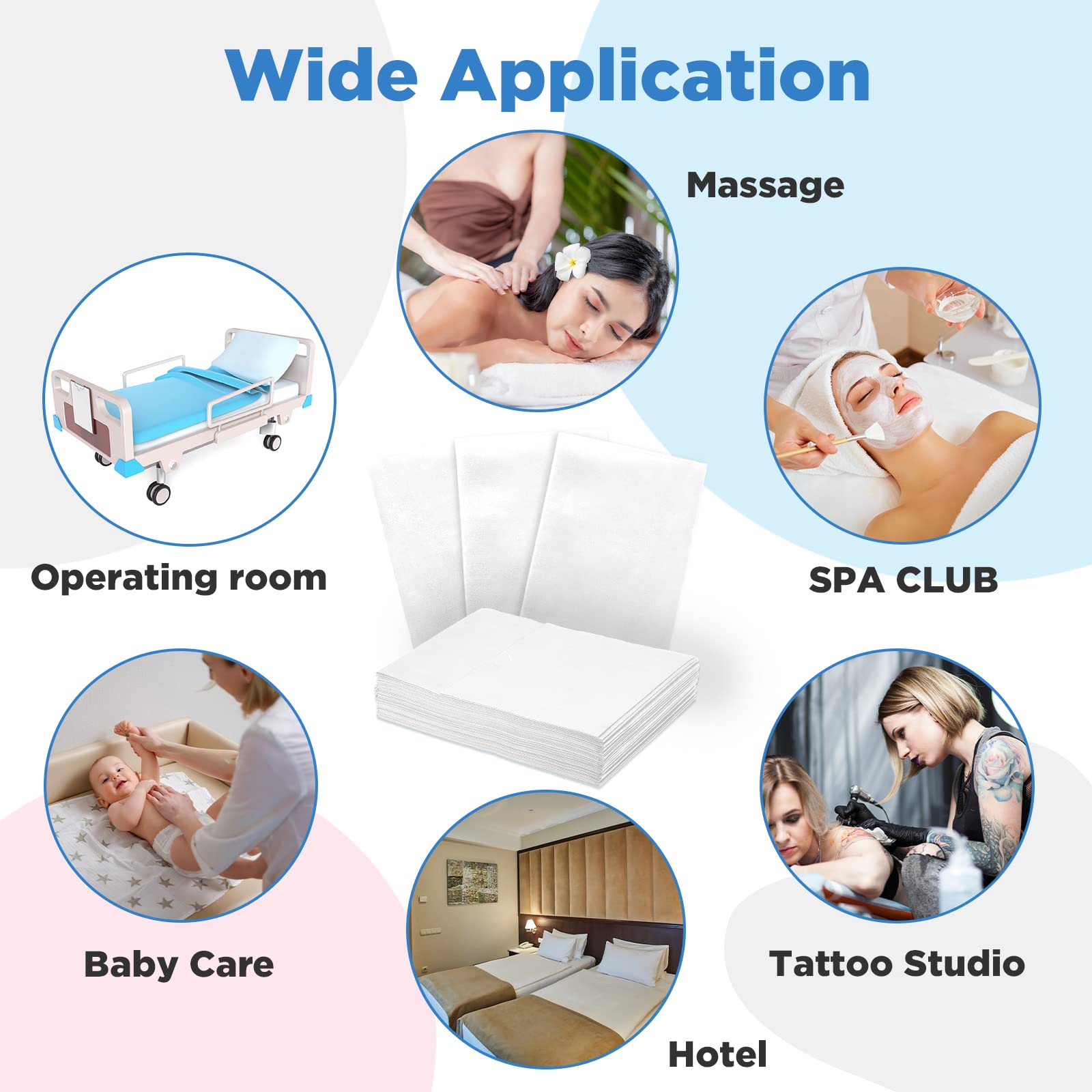 150 Pieces Disposable Massage Table Sheets 31" x 70" Waterproof Bed Sheets Non Woven Bed Cover for Massage Table Beauty Salons Tatto Spa Hotels