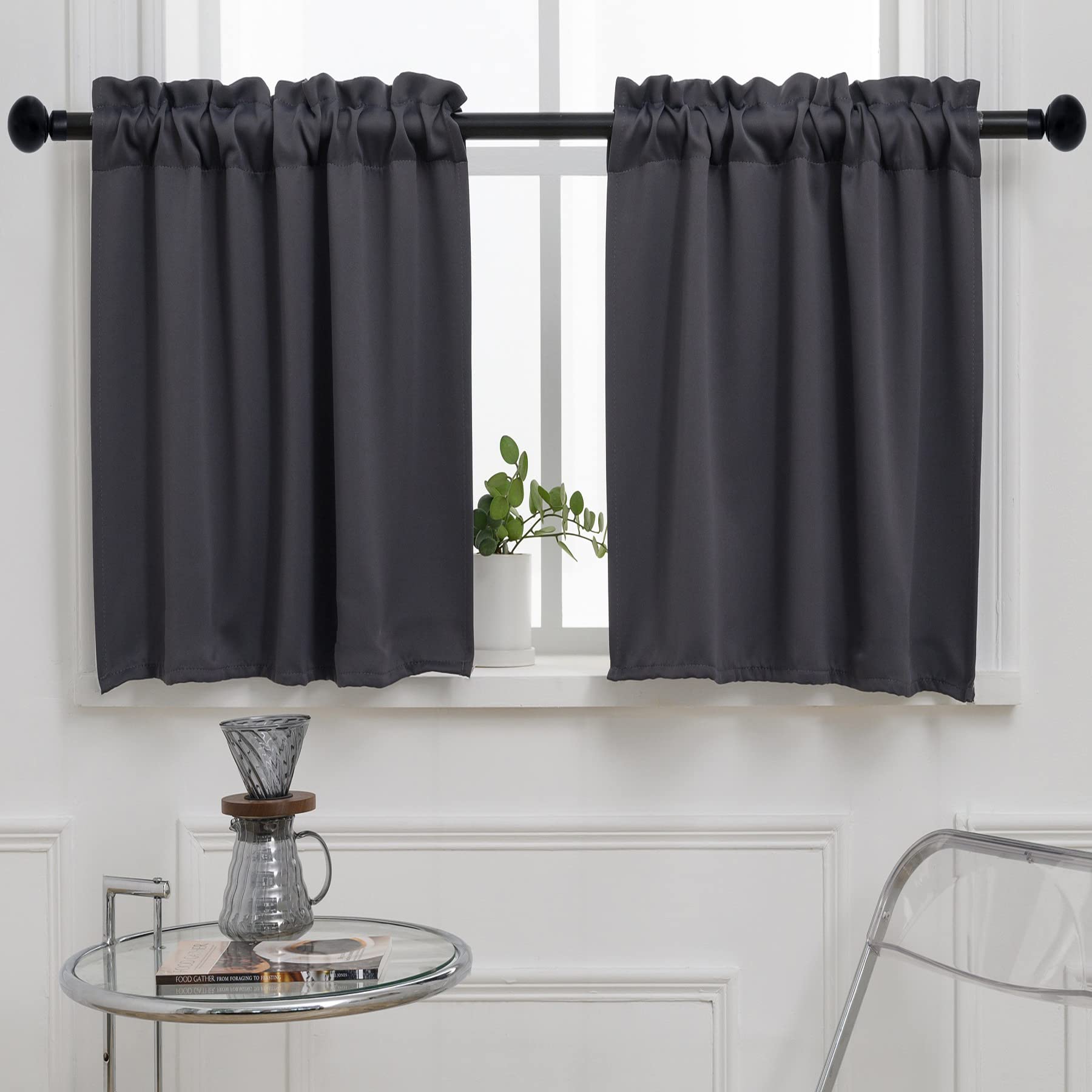 Dark Grey Cafe Curtain (2 Count)