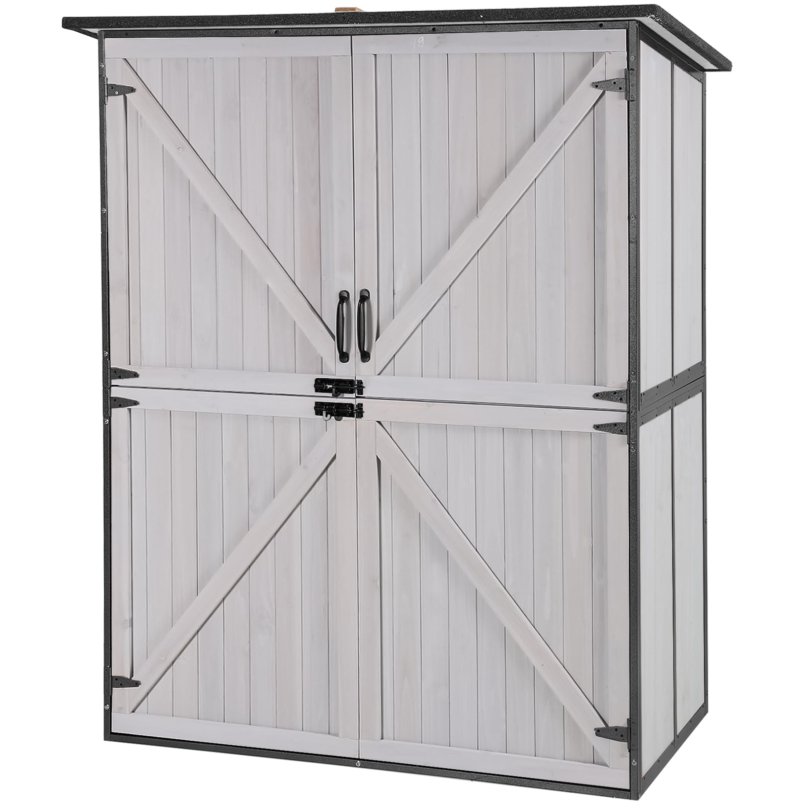 Outdoor Storage Shed Upgraded with Strong Metal Frame Garden Tool Shed Storage House Cabinet with Adjustable Shelfs and Wooden Floor 4.6 x 2.42FT