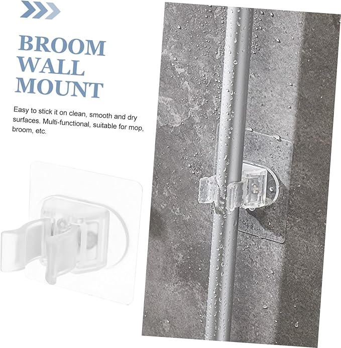 2Pcs Wall Mounted Mop Holder Adhesive Broom Organizer for Bathroom Kitchen and Laundry Room Simple Design Easy Installation Lightweight and Wall Holder for Brooms