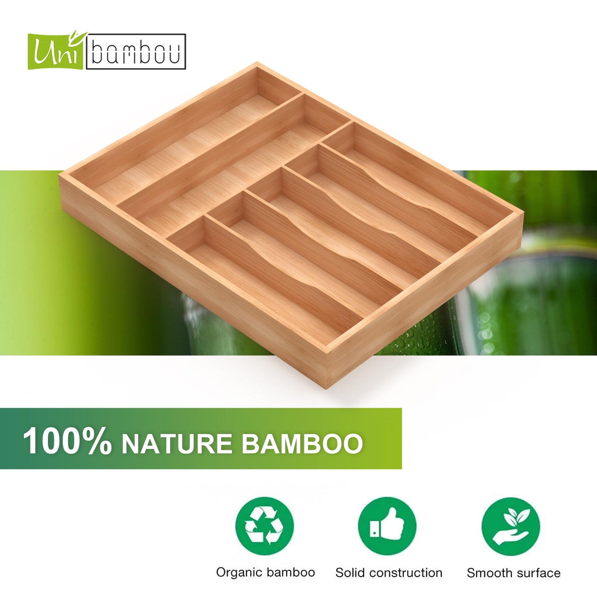 Bamboo Silverware Drawer Tray