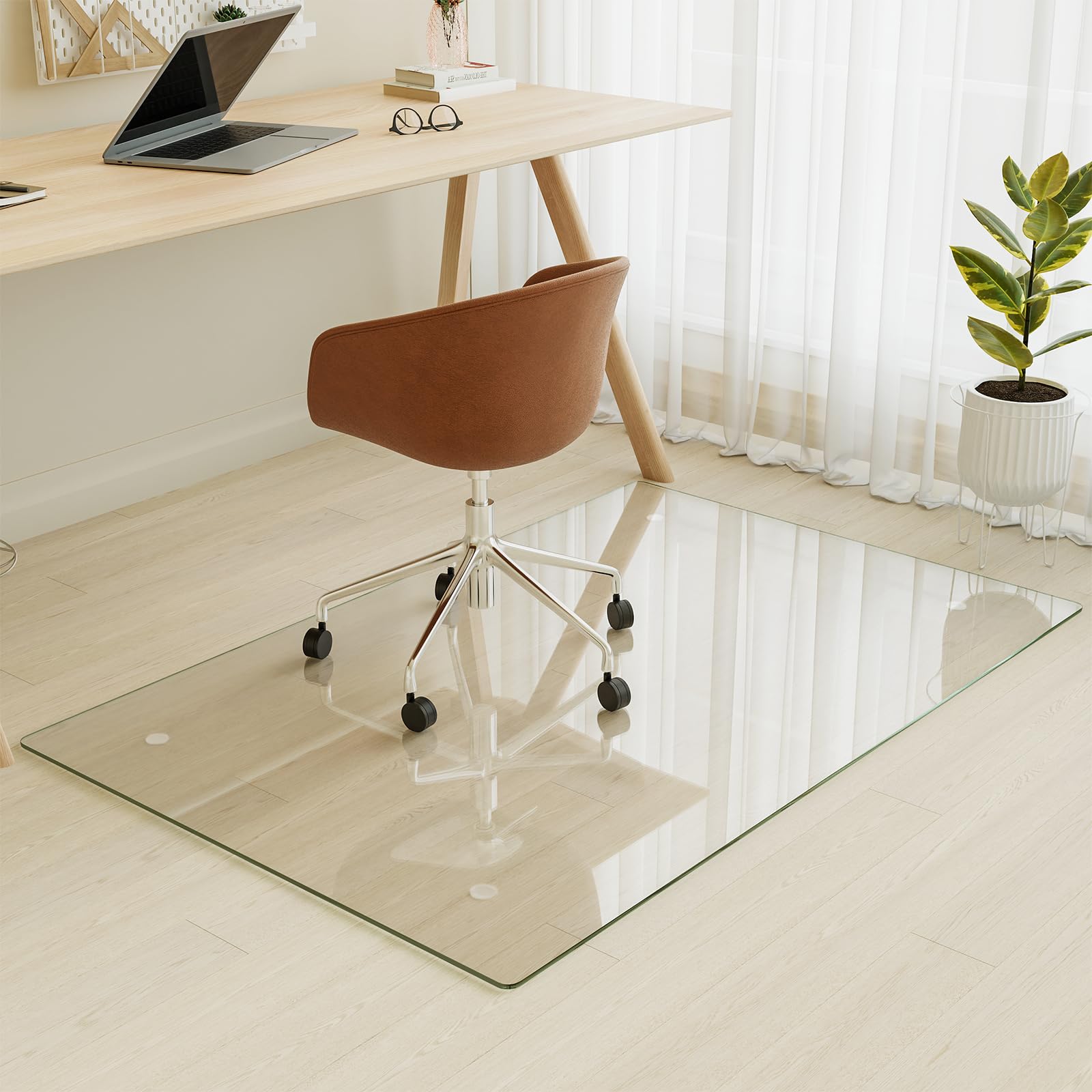 Tempered Glass] 30" x 55" Glass Office Chair Mat for Carpet