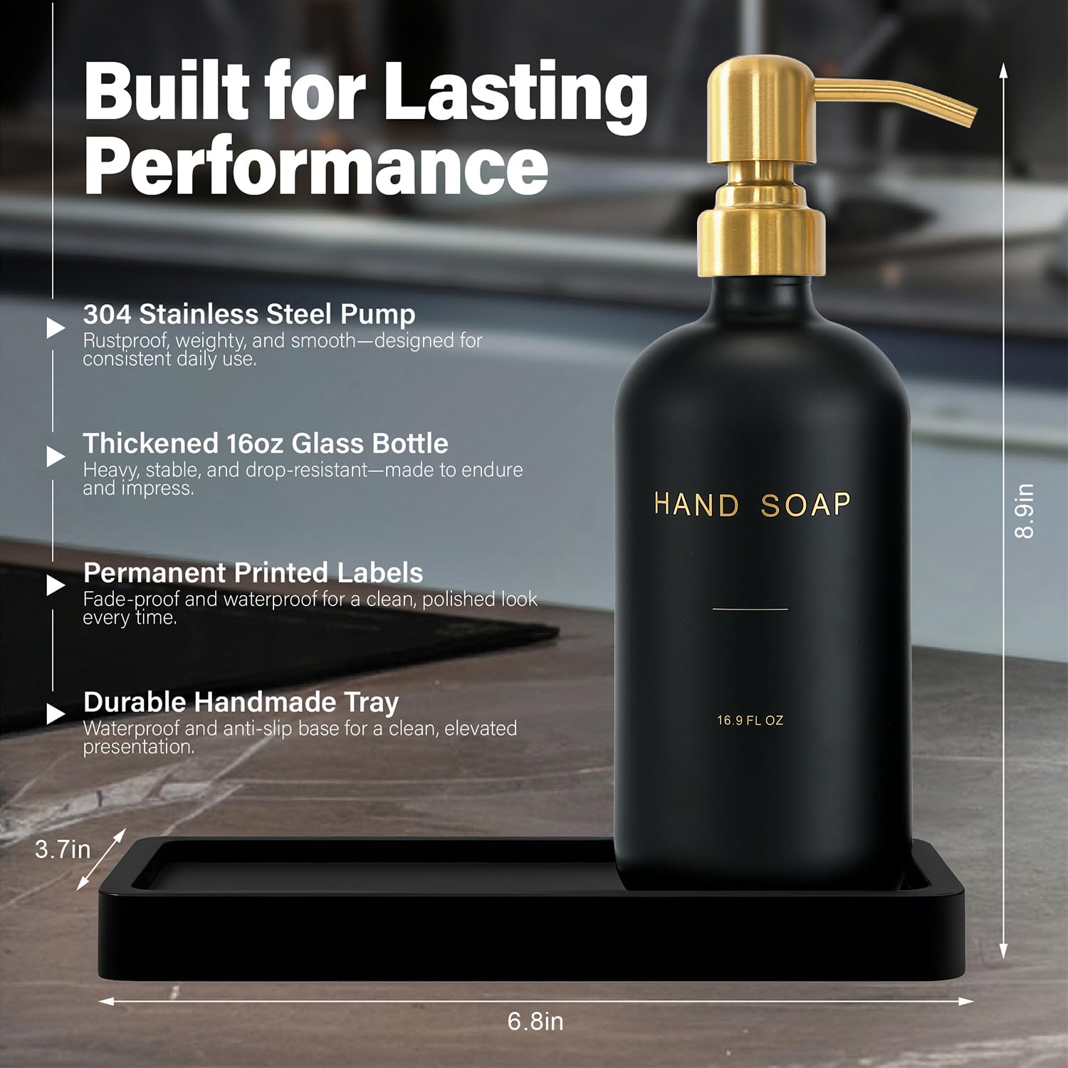 Black Soap Dispenser for Kitchen Sink (2 Count)