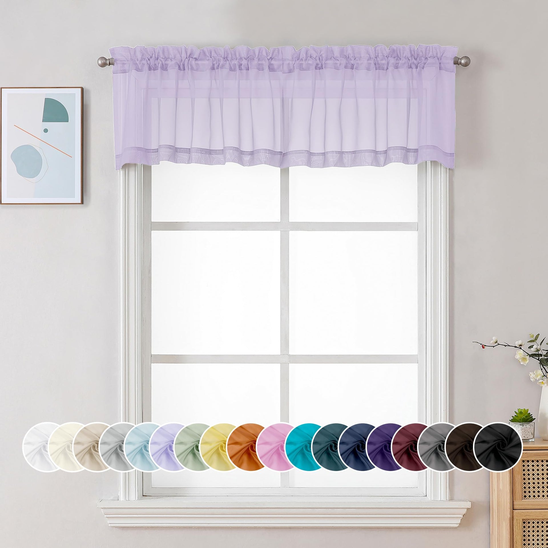 Sheer Lilac Valances for Windows 2 Pack (2 Count)