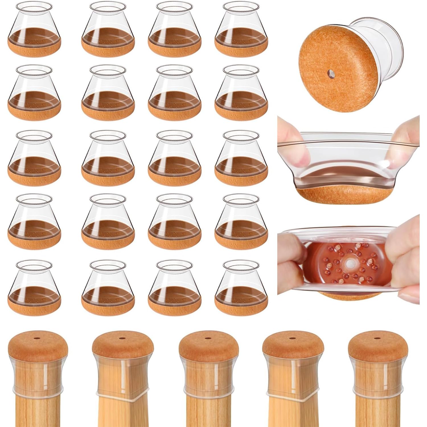 20 Pcs Chair Leg Floor Protectors for Hardwood Floors (20 Count)