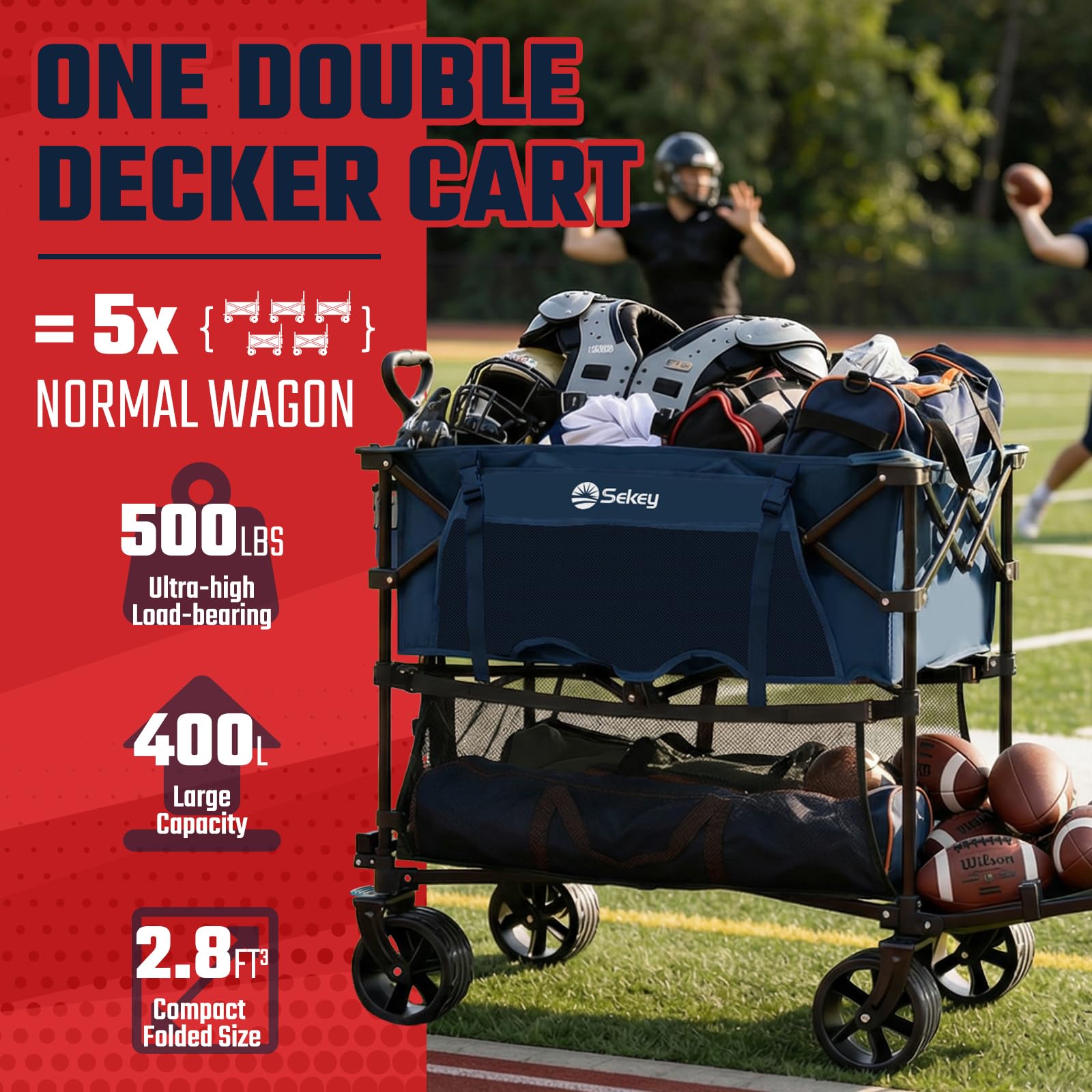 500LBS Heavy Duty Double Decker Wagon with Extender