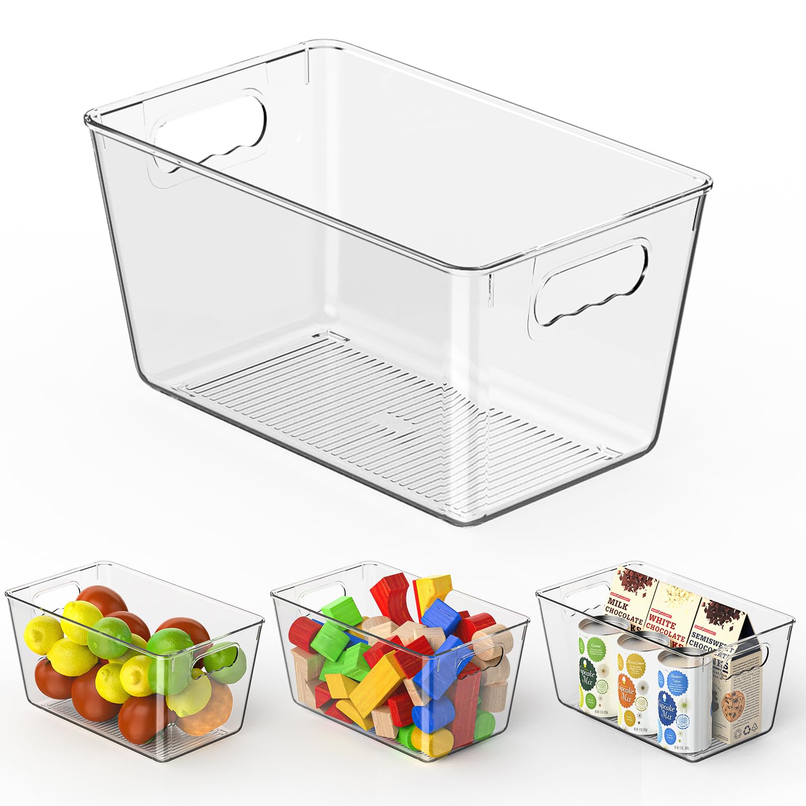 Clear Fridge Organizer Bins with Handles