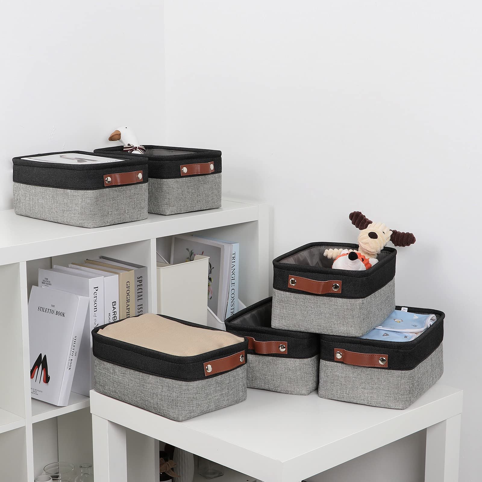 Small Storage Baskets for Shelves (6 Count)