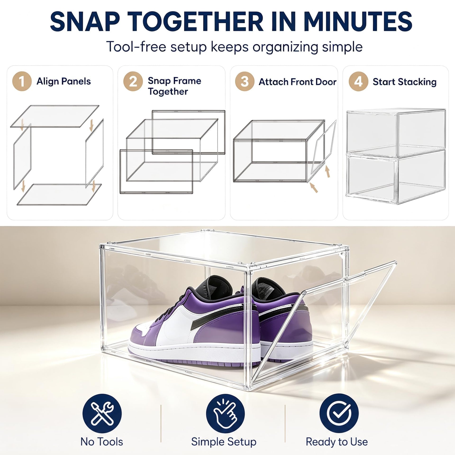 2 Pack Clear Acrylic Shoe Boxes Fit Size 12 (2 Count)