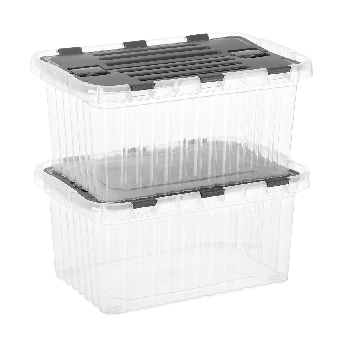 Clear Storage Boxes with Attached Lids (2 Count)