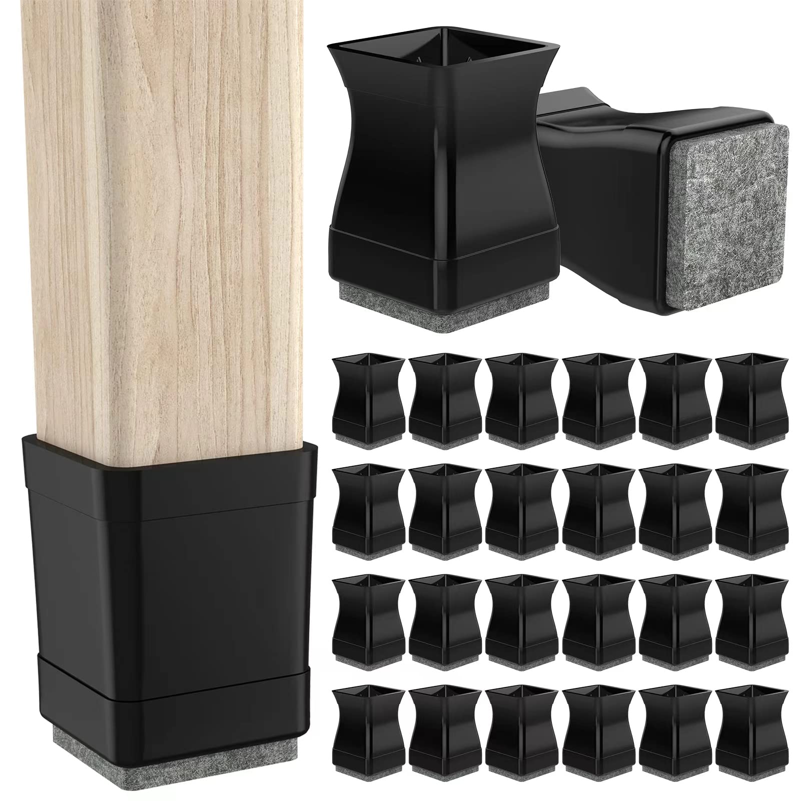 Square Chair Leg Protectors for Hardwood (24 Count)