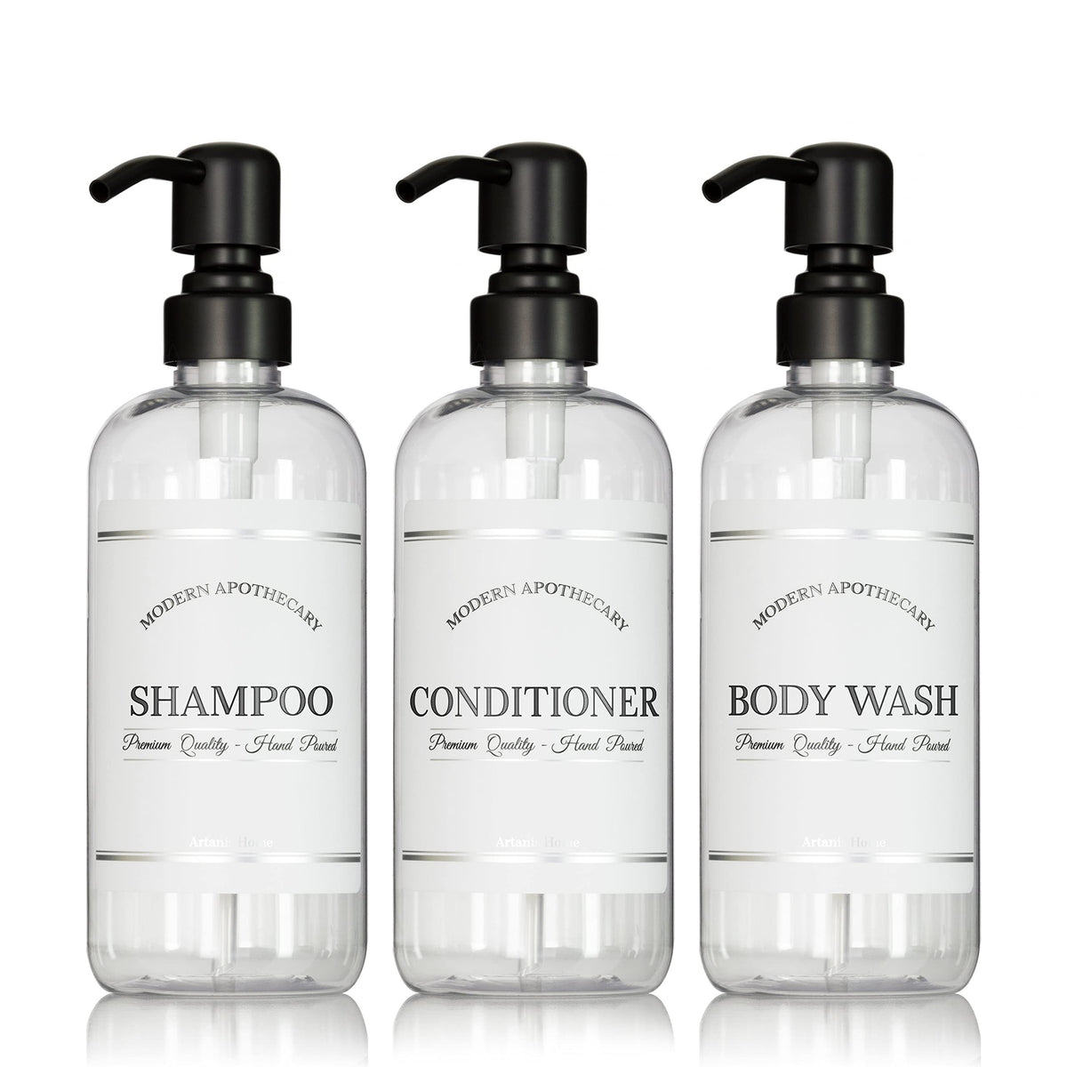 Clear Refillable Shampoo and Conditioner Bottles (3 Count)