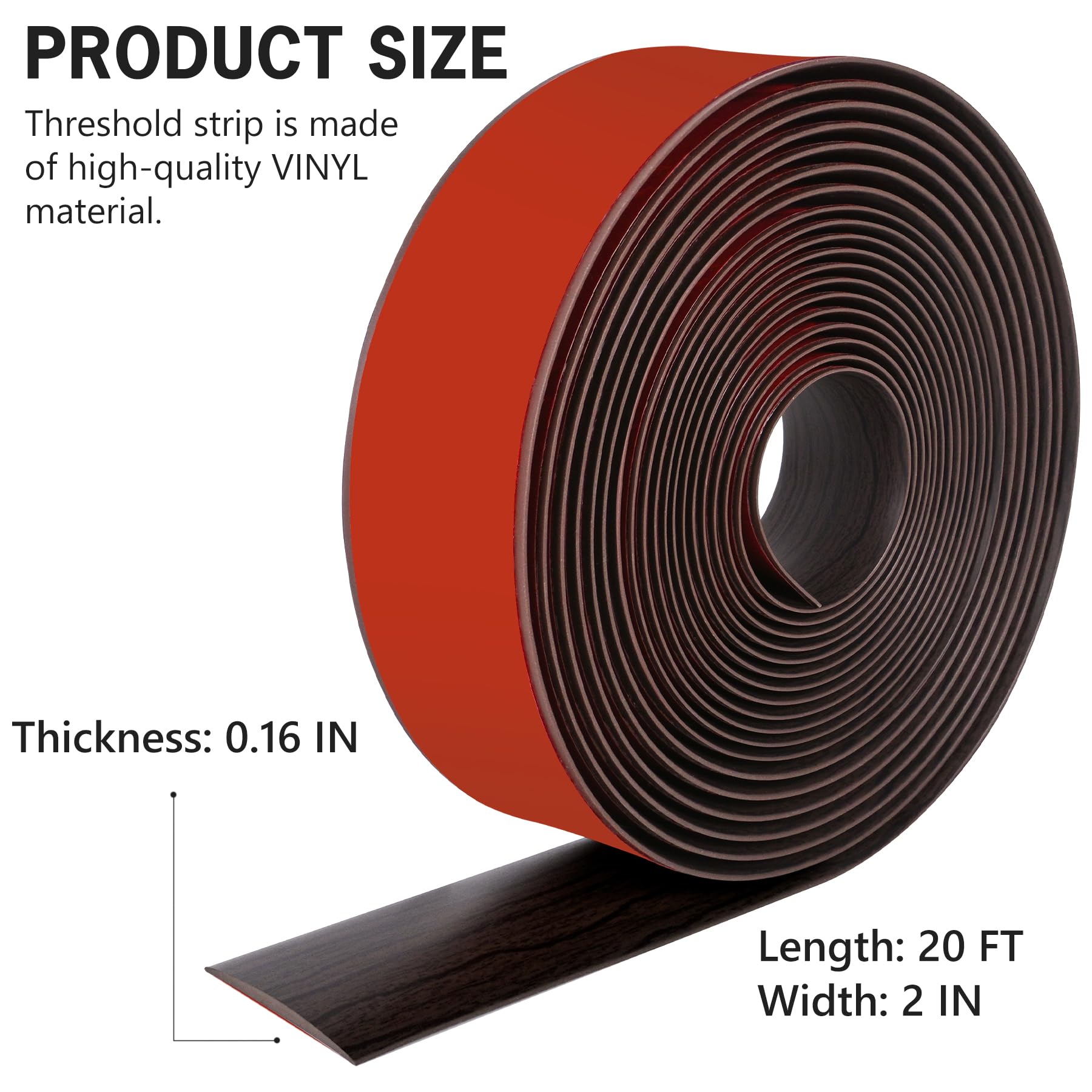 20Ft Floor Transition Strip Self Adhesive Vinyl Cover Floor Strip Flat Divider Transition Strip Wood Grain Design for Laminate Floor Gaps and Doorway Transitions