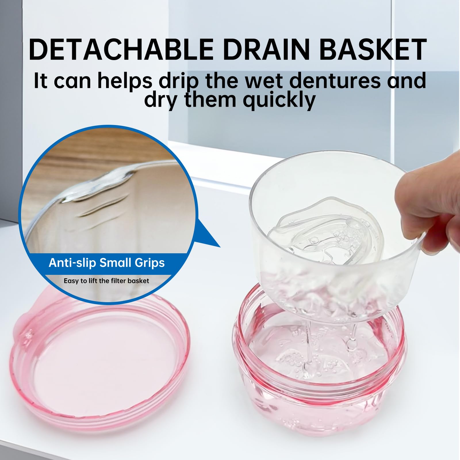 Denture Bath Case Denture Cleaning Cup with Lid Leak Proof