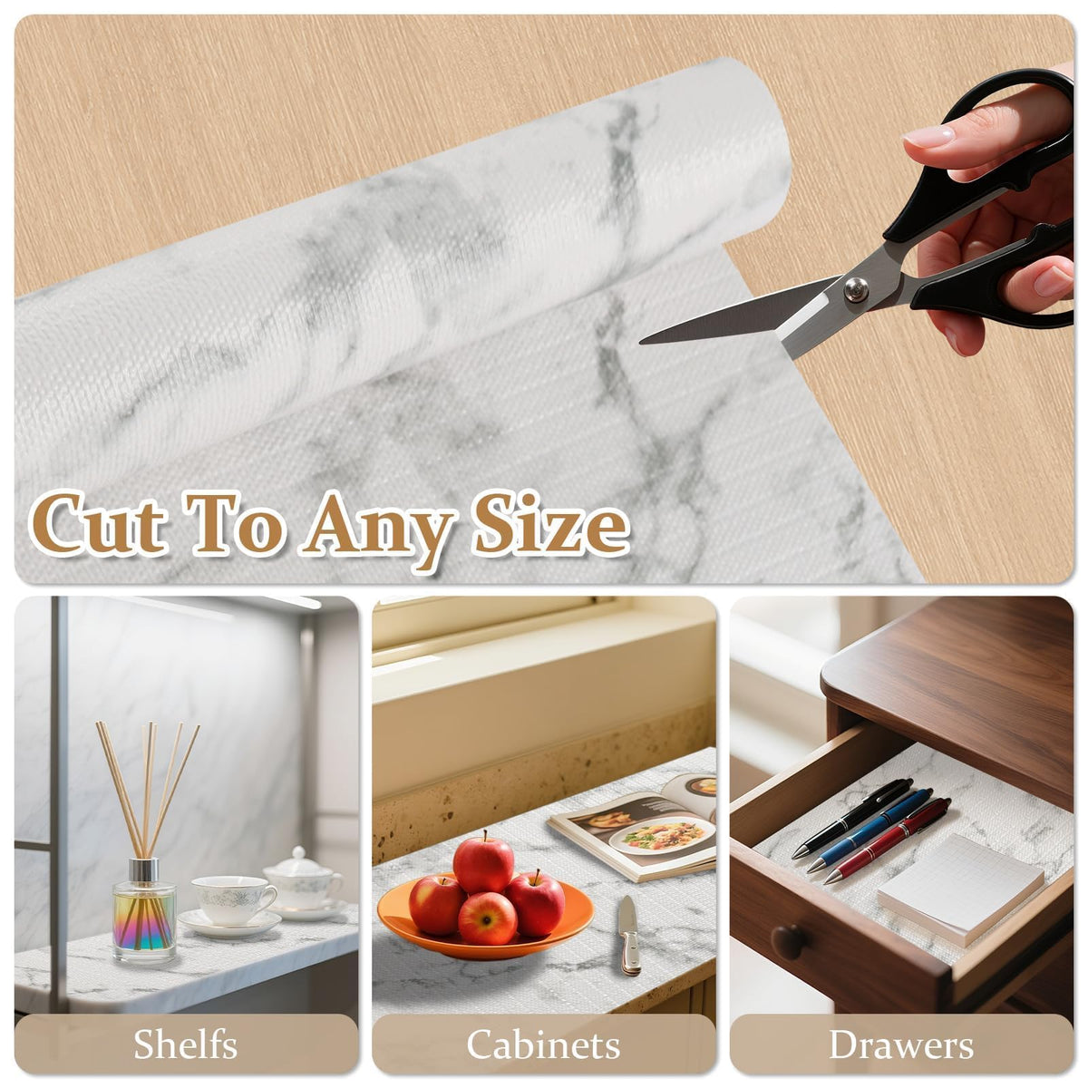 Drawer and Shelf Liner for Kitchen Cabinet Non Adhesive Non Slip 17in x 20FT