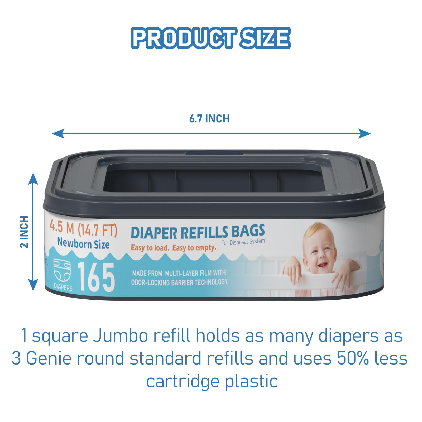 Square Starter Refills Disposal Bags Refill Compatible with Diaper Genie Classic (3.99 Count)