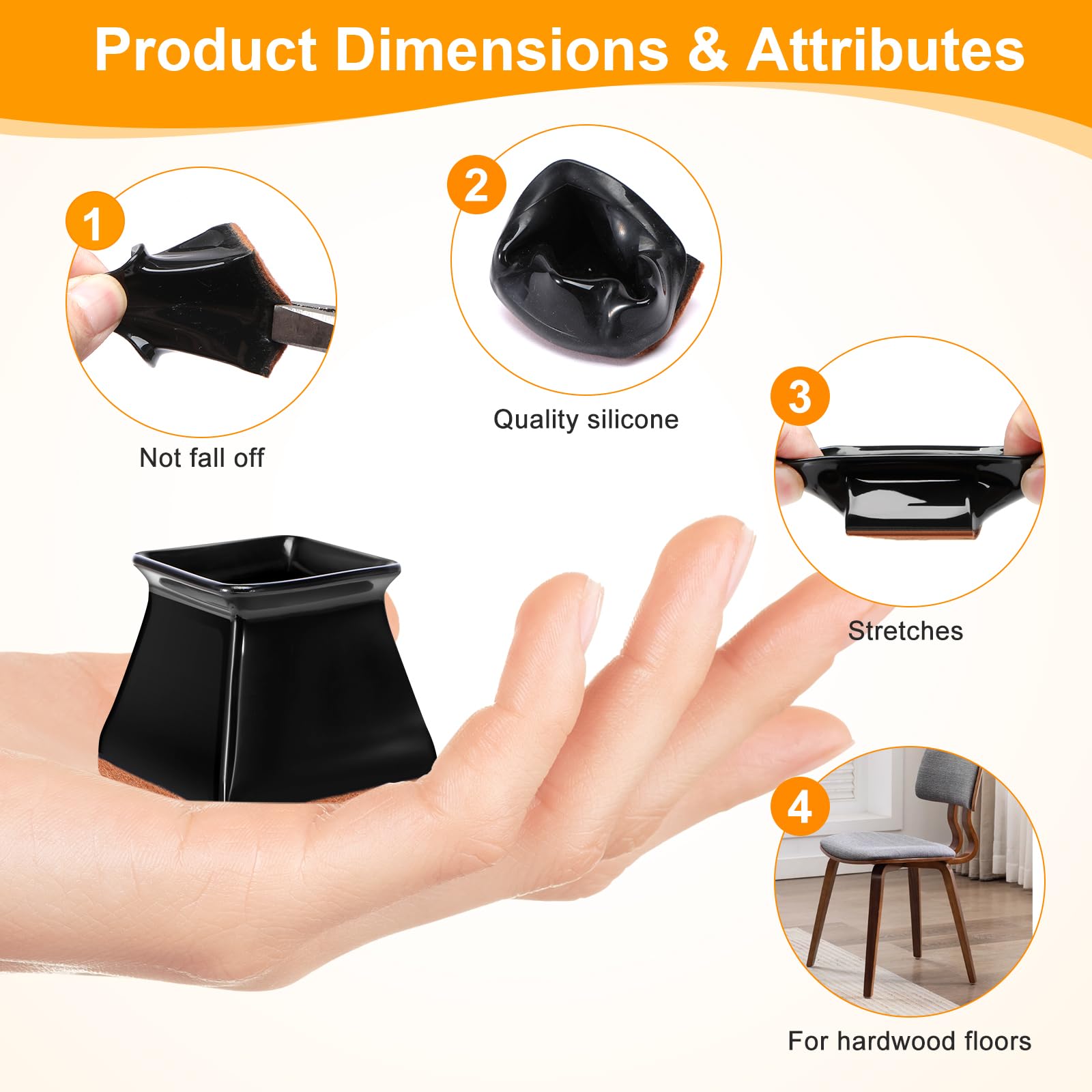 32 Pack Square Chair Leg Floor Protectors for Hardwood Floors