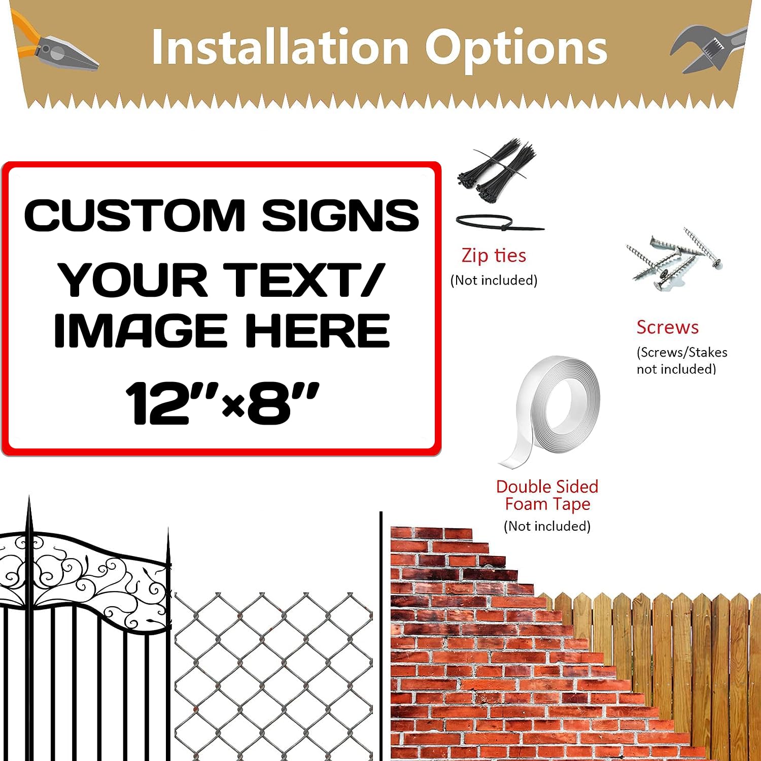 Aluminum Weatherproof Metal Sign Multiple Sizes Custom Personalized Text And picture Here