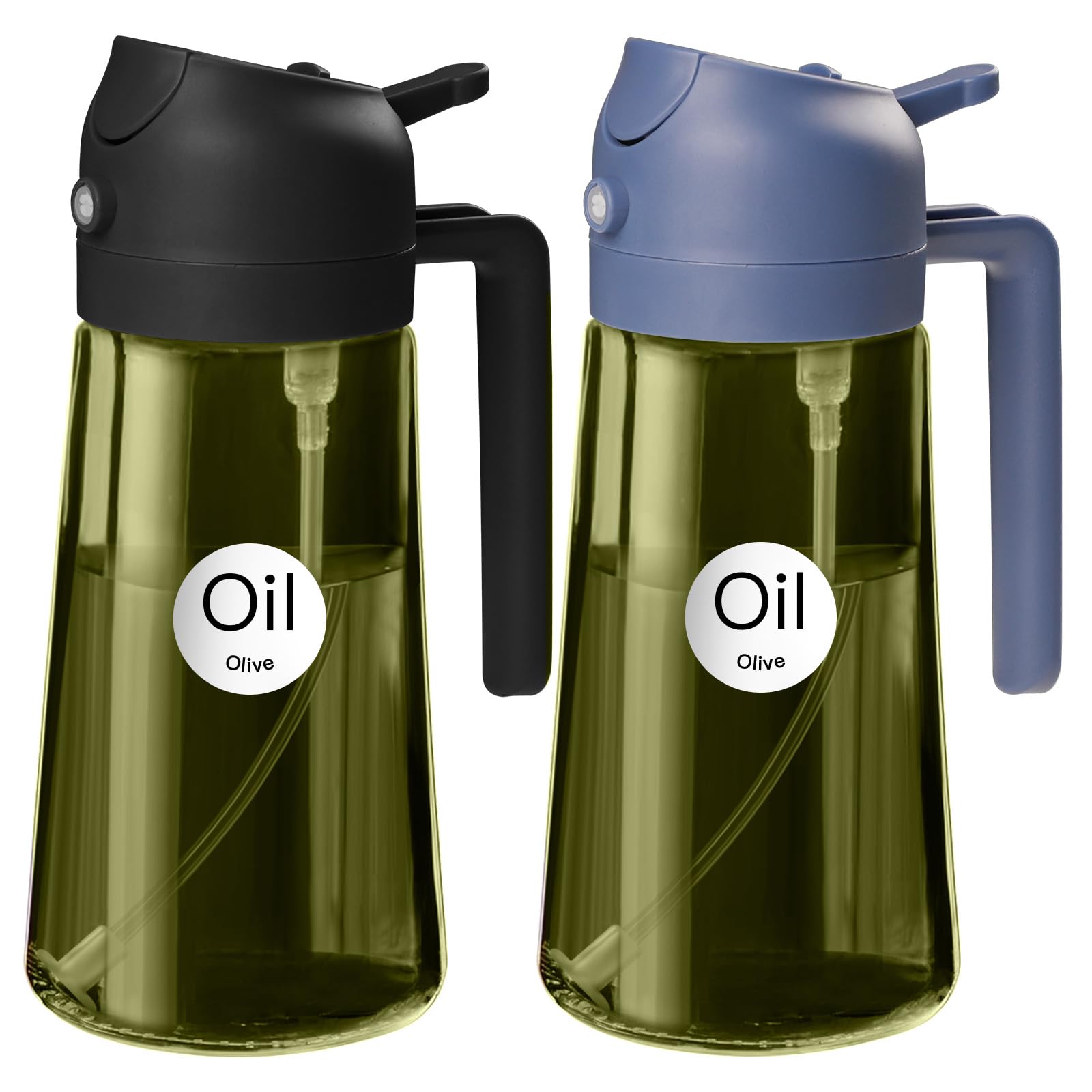2Pcs 16oz 470ml Dark Green Oil Sprayer for Cooking with Stickers