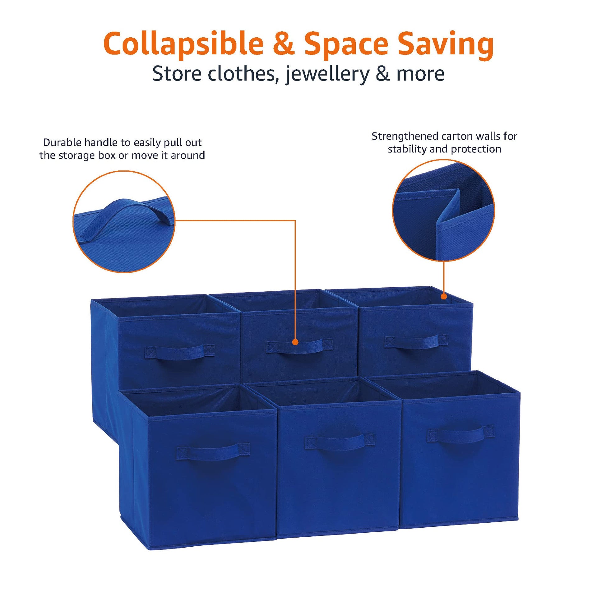 Collapsible Fabric Storage Bins with Handles (6 Count)