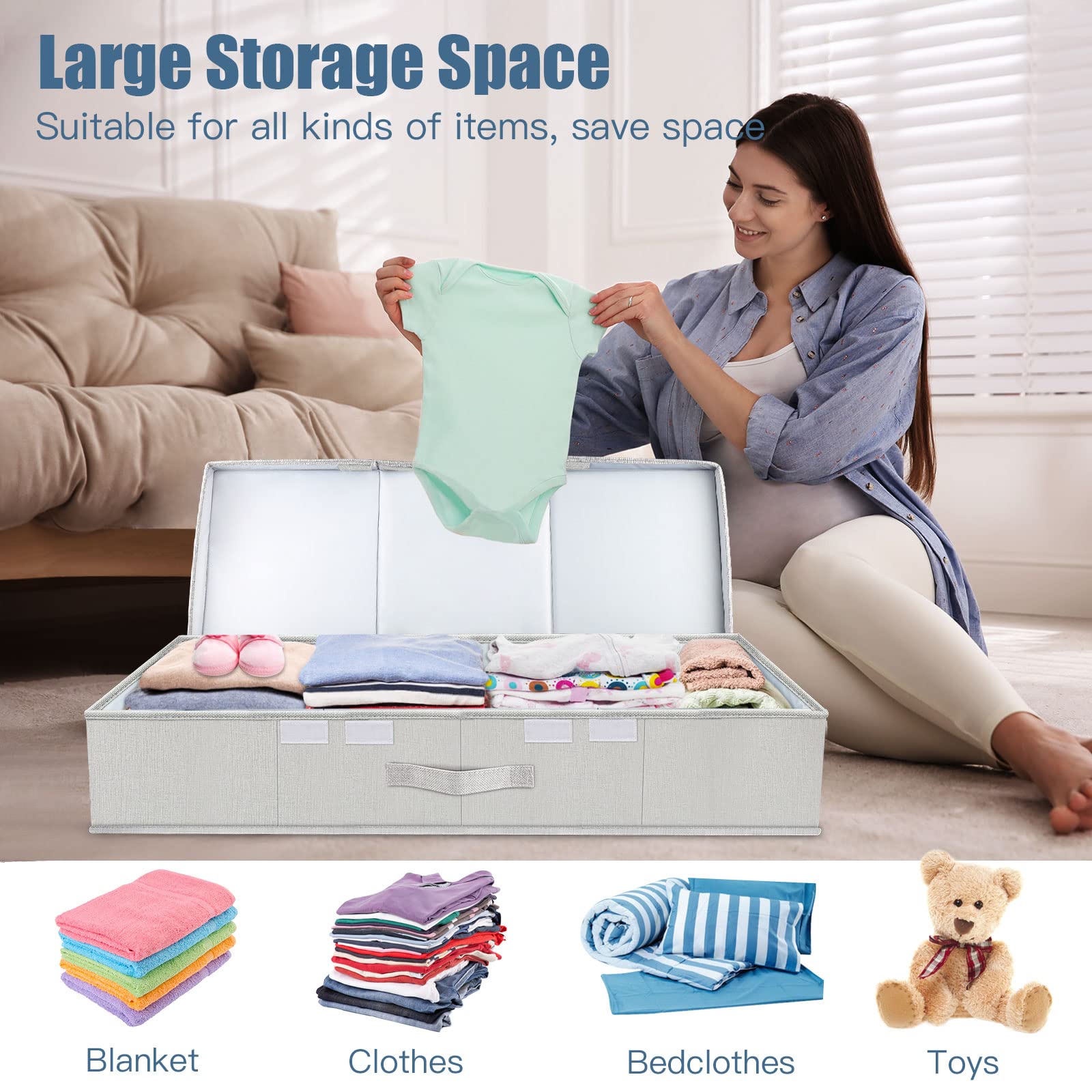 2Pack Large Underbed Storage Containers Bin with Lids