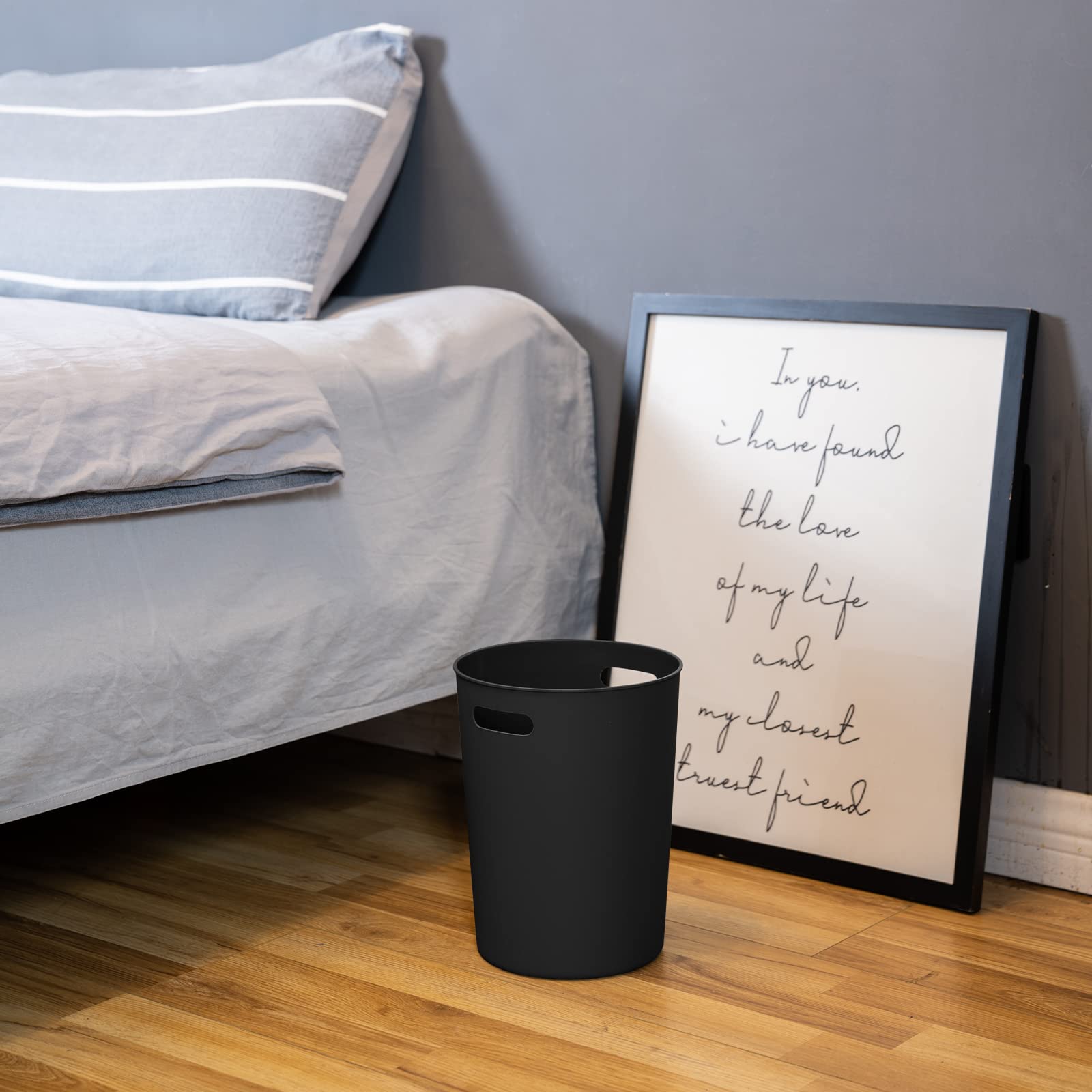 4 Pack Small Trash Can 3 Gallon Garbage Can Bathroom Bedroom Kitchen Black (4 Count)