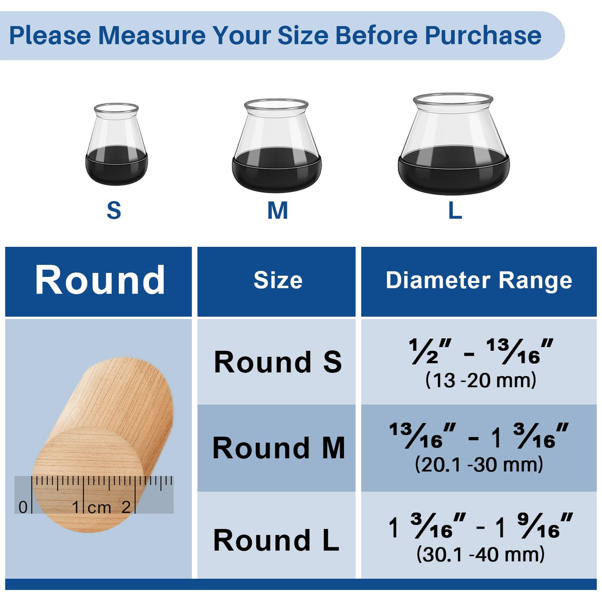 28 Pcs Chair Leg Floor Protectors for Carpet Round Clear (28 Count)