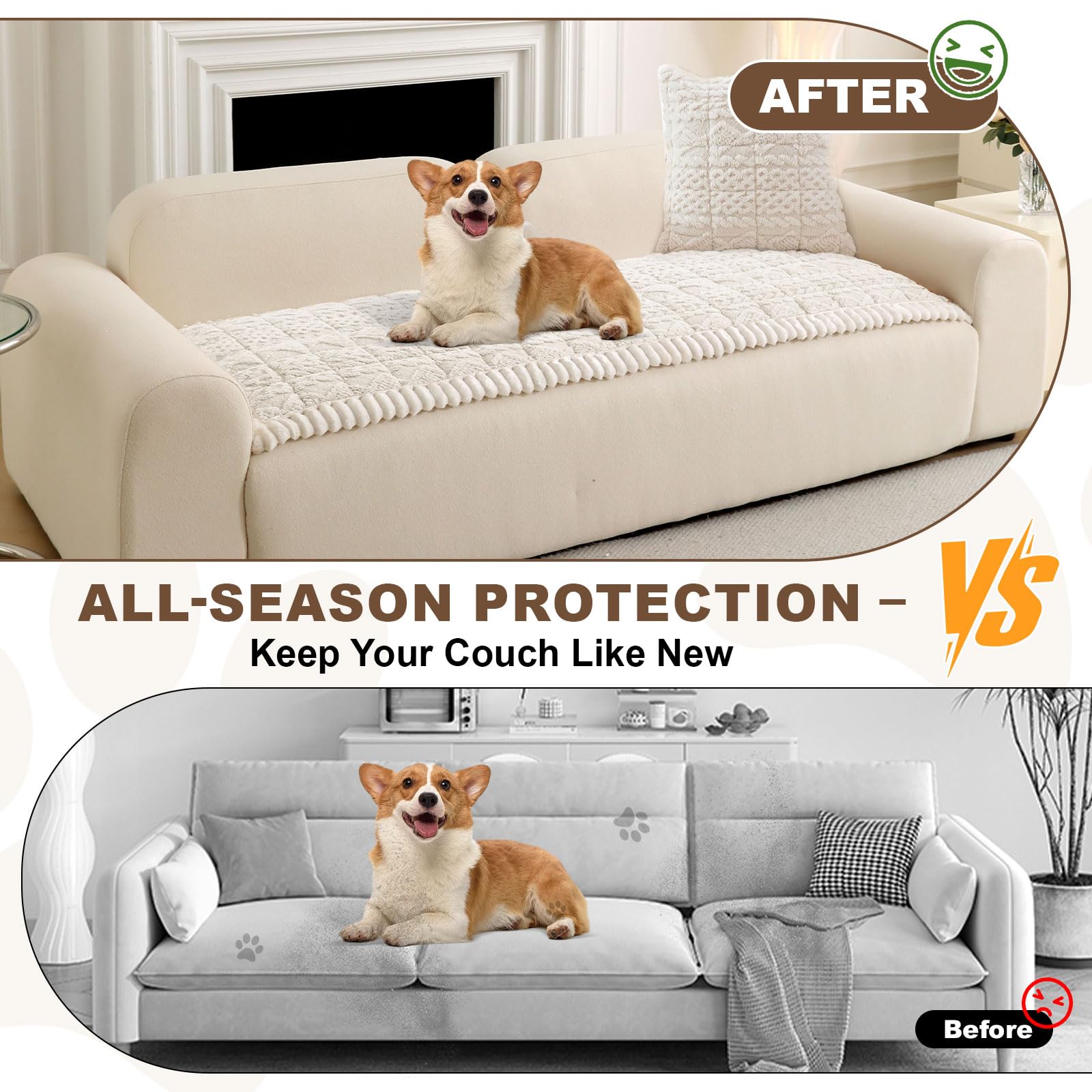 All Seasons Sofa Covers for 3 Cushion Couch Washable (3 Ounce)