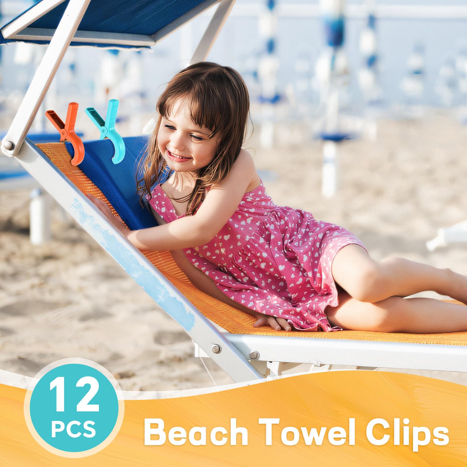 12 Pcs Beach Towel Clips for Beach Chairs (12 Count)