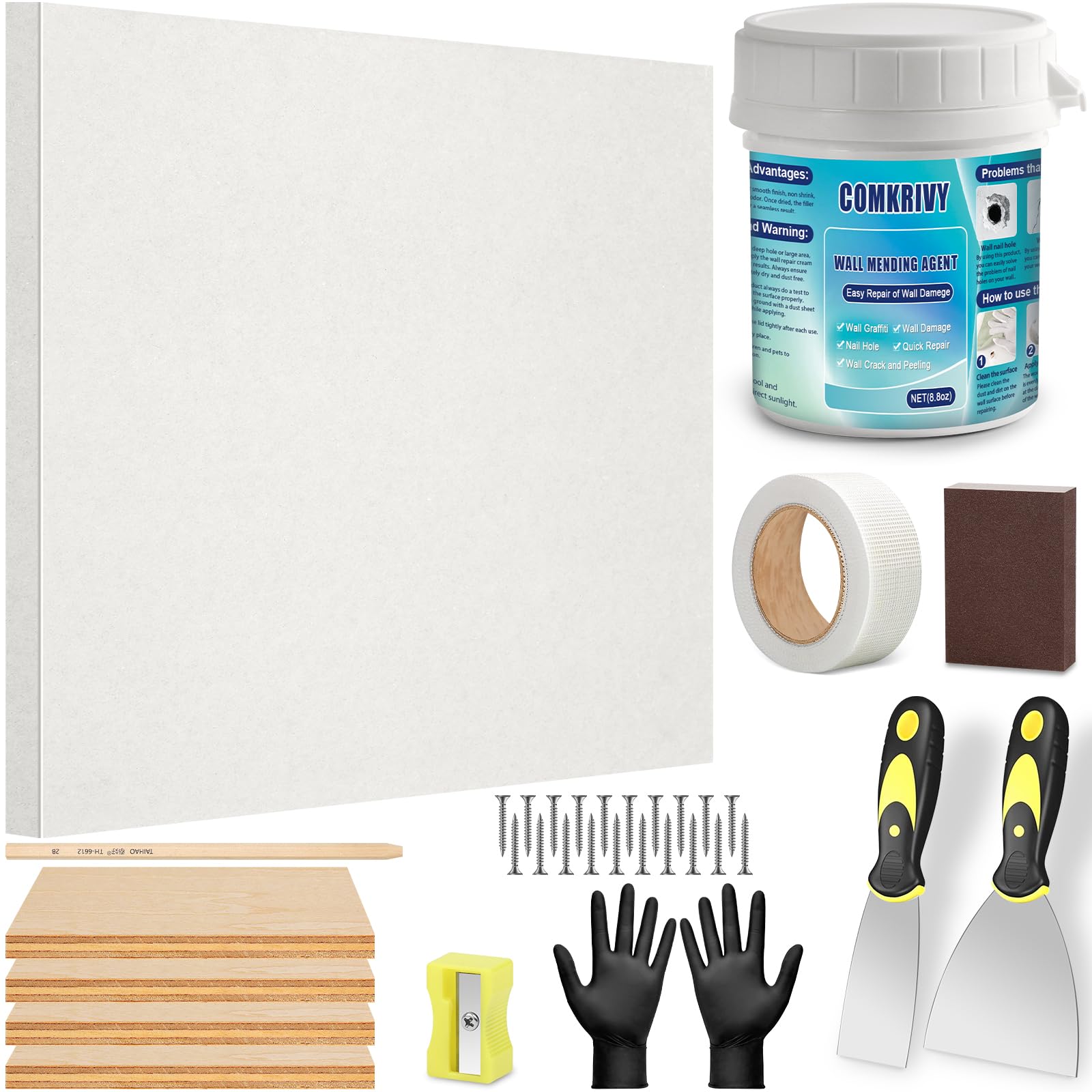 Drywall Repair Kit with 12"x12" Dry Wall Repair Panel