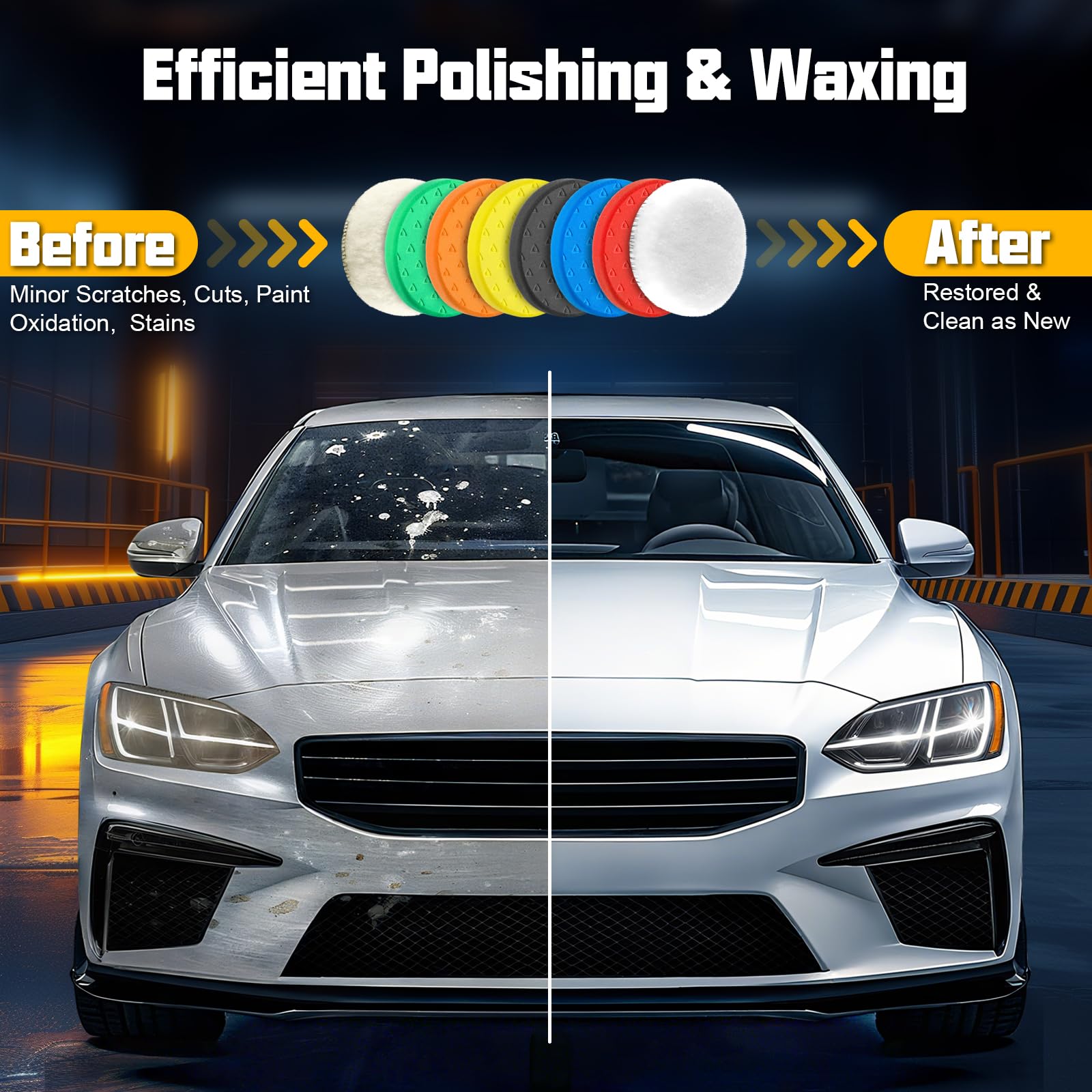 Polishing Pad 7.5 Inch 8 Pcs Foam Buffing Pads Kit with Wool Pads (8 Count)