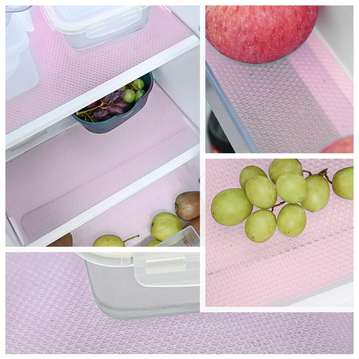 12Pcs Refrigerator Liners Washable Fridge Shelf Liners Refrigerator Mats for Freezer Glass Shelves Kitchen Cabinets Cupboards Drawers (12 Count)