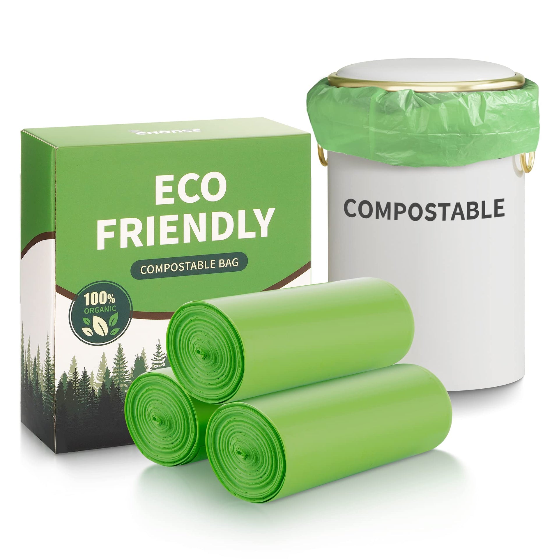 5 Gallon Trash Bags Compostable Compost Small Garbage Bag Extra Thick 0.78 Mil for Kitchen Bathroom BPI Certified 45 Counts