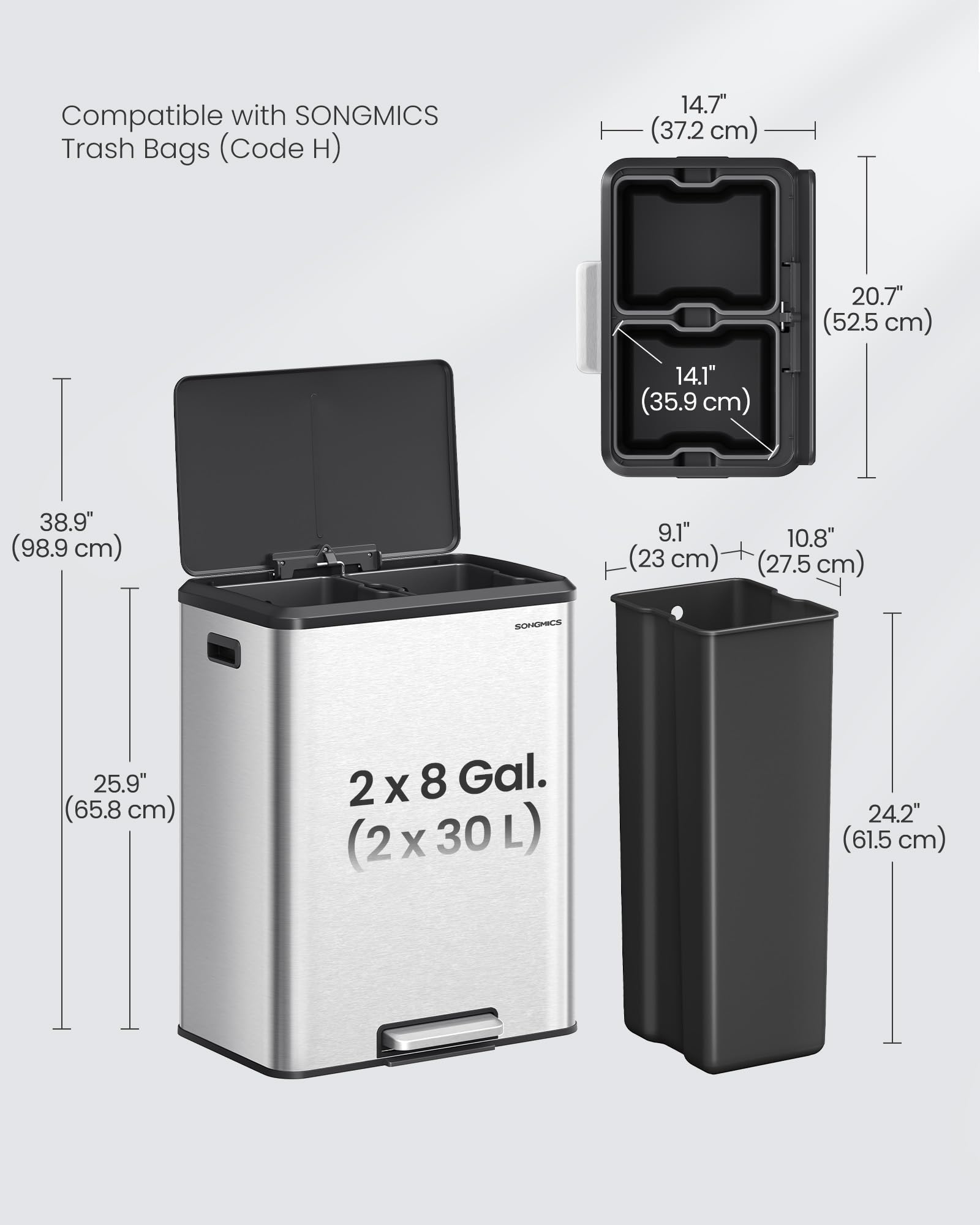 Trash Can 2 x 8 Gallon