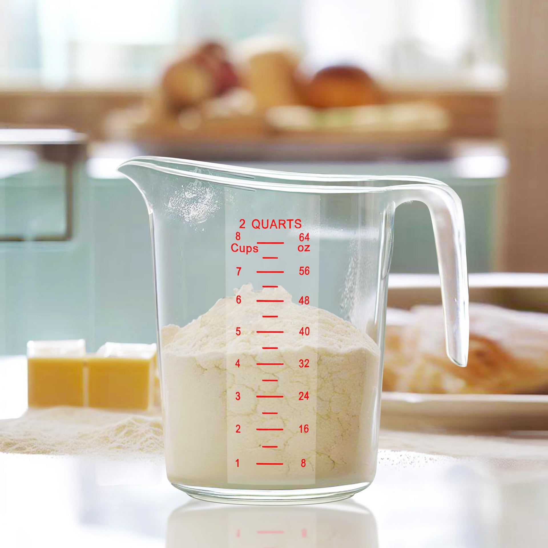 Melissa - 64-Ounce Plastic Measuring Pitcher (2-Pack), 8-Cup (2-Quart) Food-Grade Measuring Jug, Unbreakable, Stackable, Dishwasher-Safe, Great for Oil, Vinegar, Flour, and More