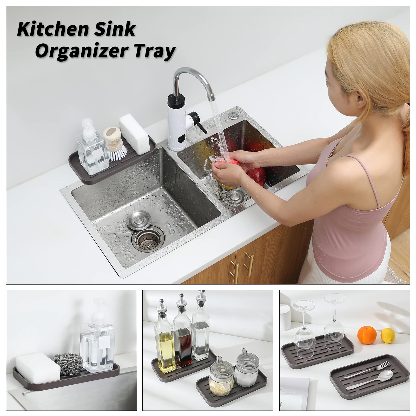 Silicone Kitchen Sink Organizer Tray for Multiple Usage