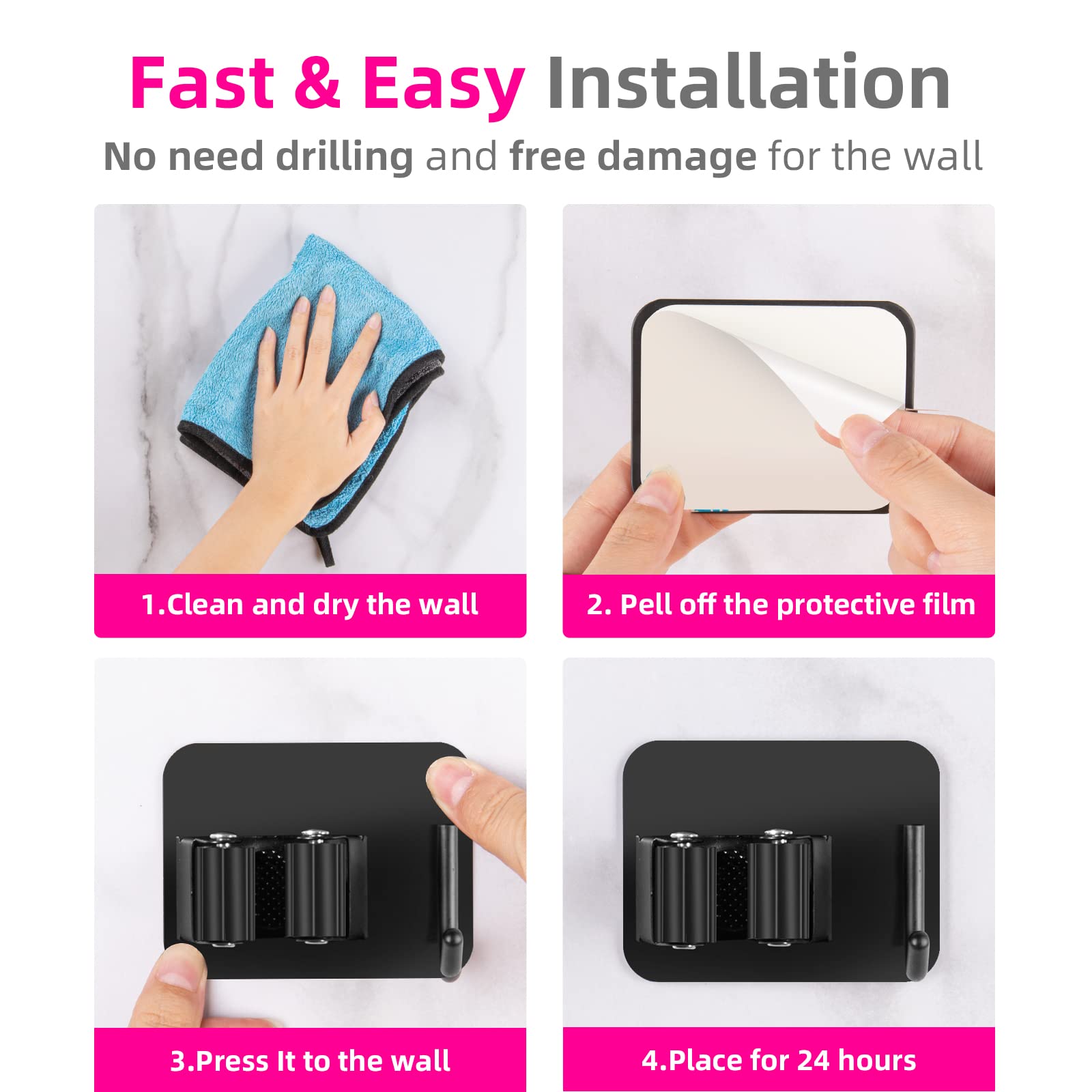 4 Pack Anti Slip Broom Holder