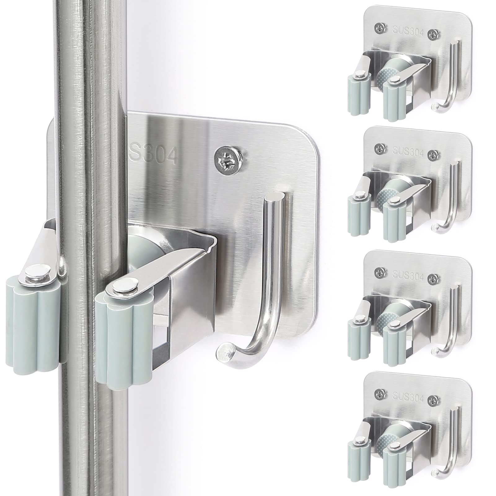 Broom Holder Wall Mount Screw Drilling (4 Count)