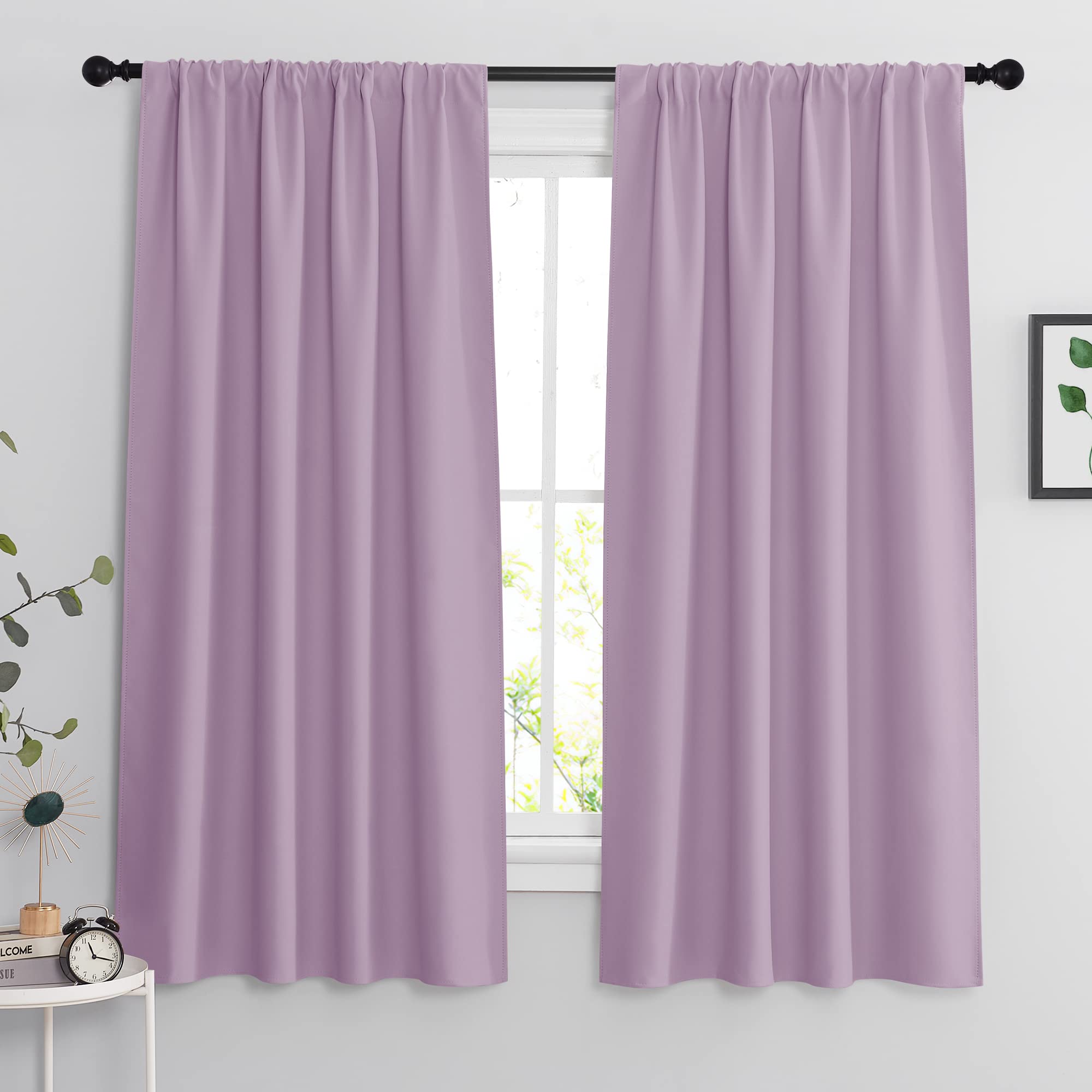 Bedroom Curtains Solid Blackout Panels Rod Pocket Thermal Insulated Window Drapes for Living Room (2 Count)