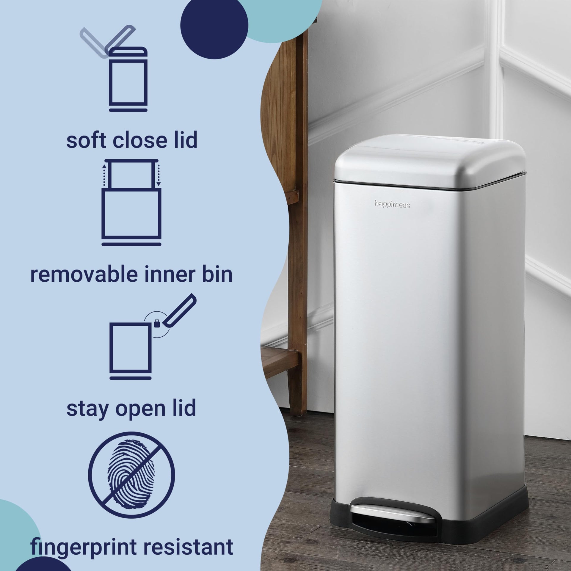 Betty 8 Gal Step Trash Can Soft