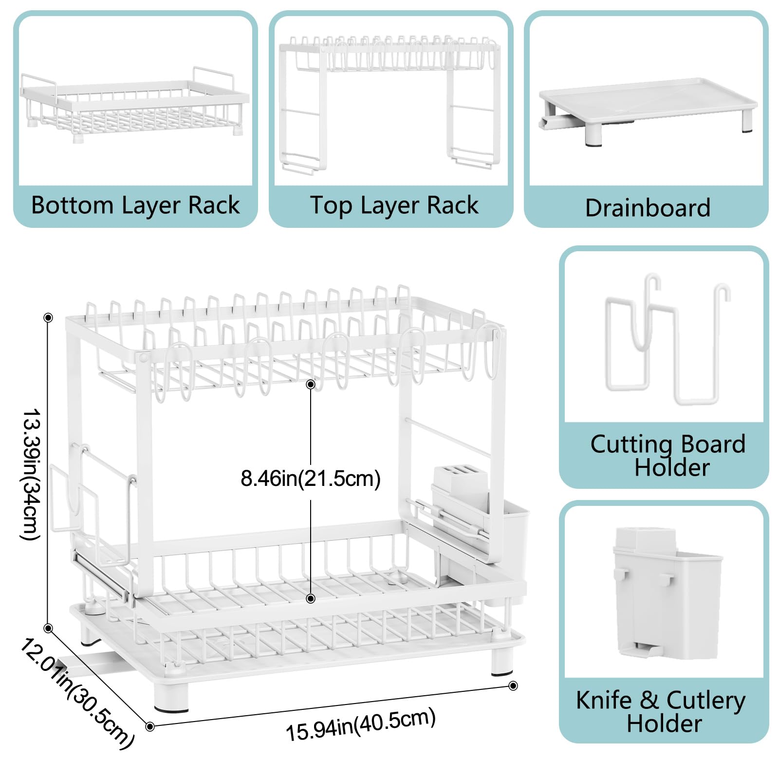2 Tier Dish Drying Rack for Kitchen Counter