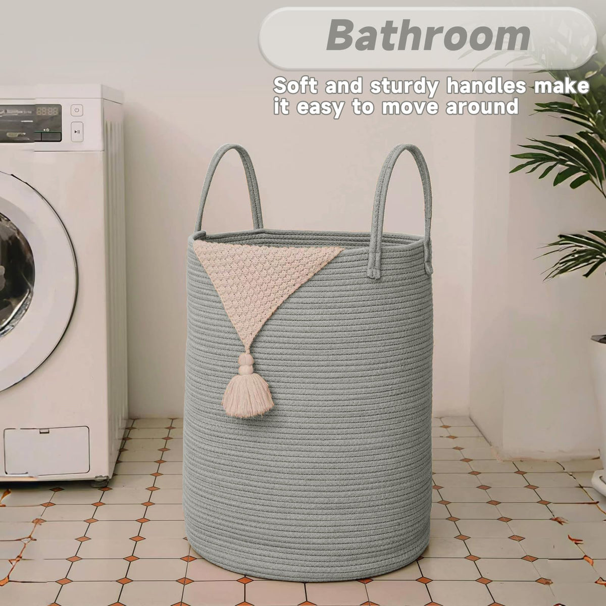 80L Cotton Rope Laundry Basket Hamper