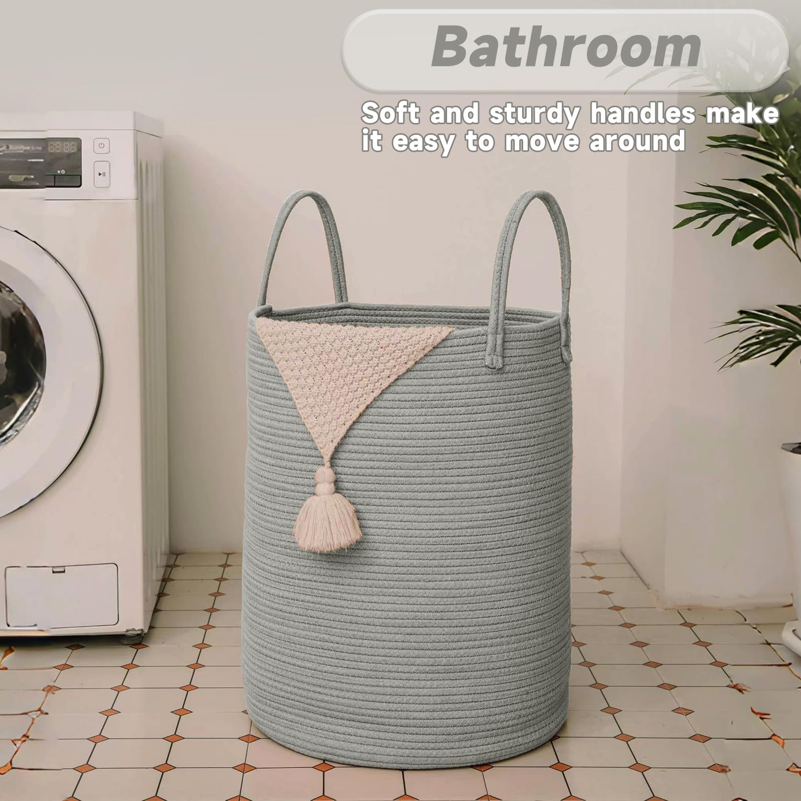 100L Cotton Rope Laundry Basket Hamper
